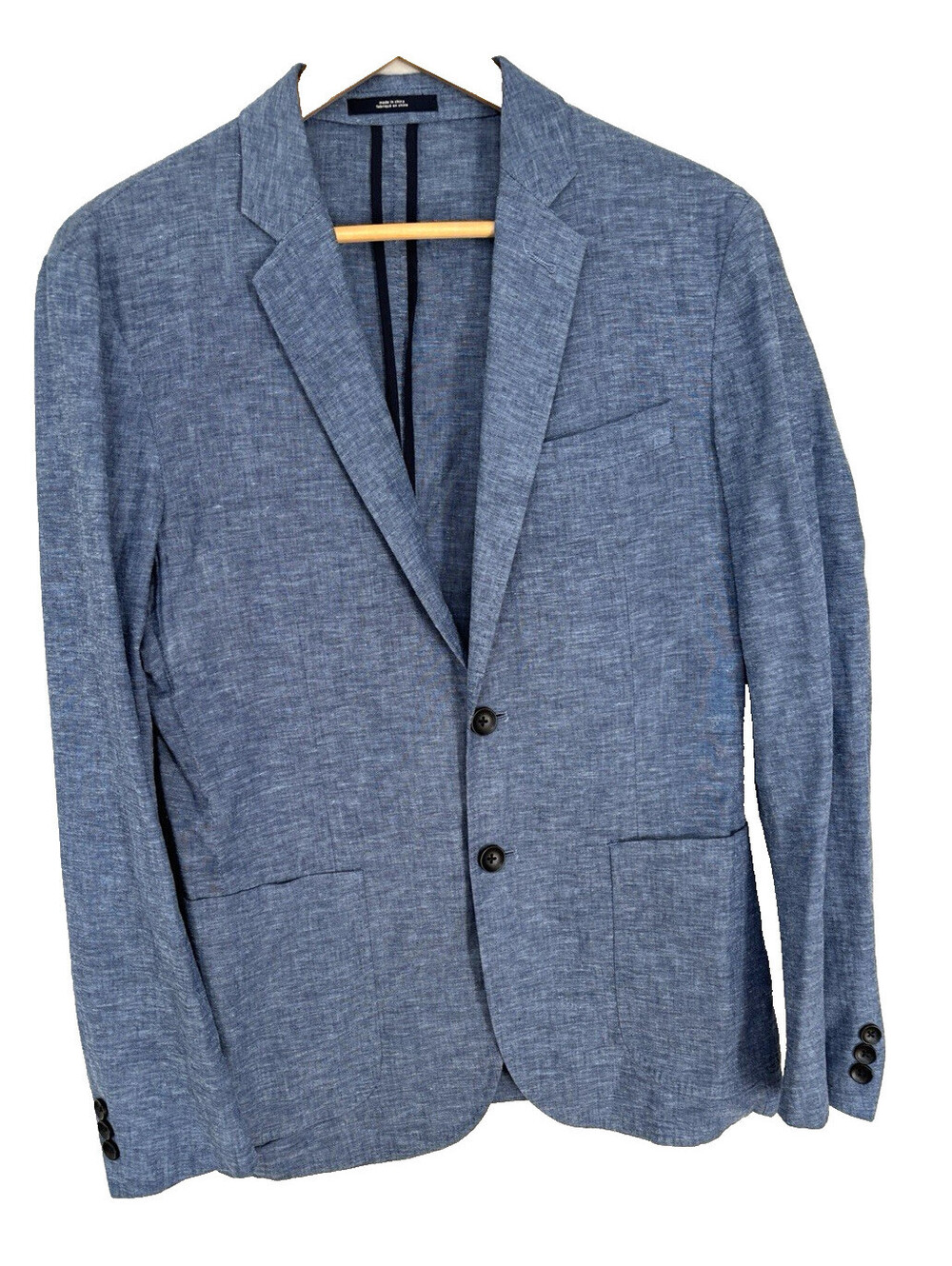 1901 Men's Linen Blend Unstructured Extra Slim Fit Button Blazer Blue Size Small